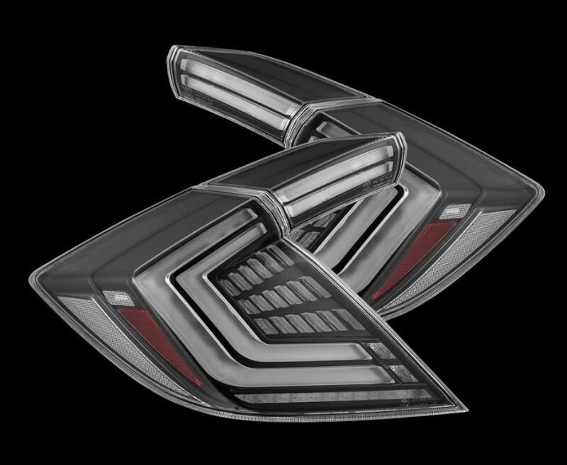 Honda Civic Tail Lights - Rear - AlphaRex - NOVA-Series LED - Black - `16-`21