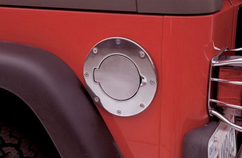 Jeep Wrangler JK Fuel Door - Rampage - Billet Style - Polished - `07-`18