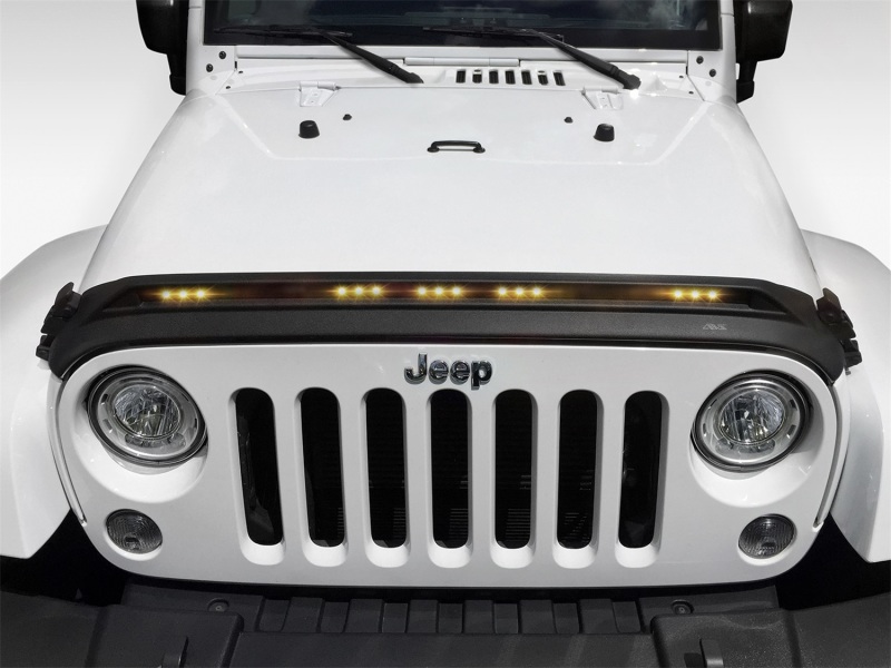 Jeep Wrangler JK Hood Deflector - AVS - Aeroskin LightShield - Black - `07-`18