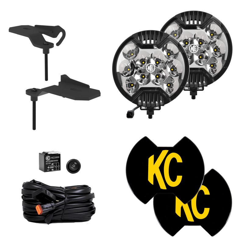 Jeep Gladiator LED Lights - Ditch - KC HiLiTES - SlimLite LED 2-Light System - Black - 2020