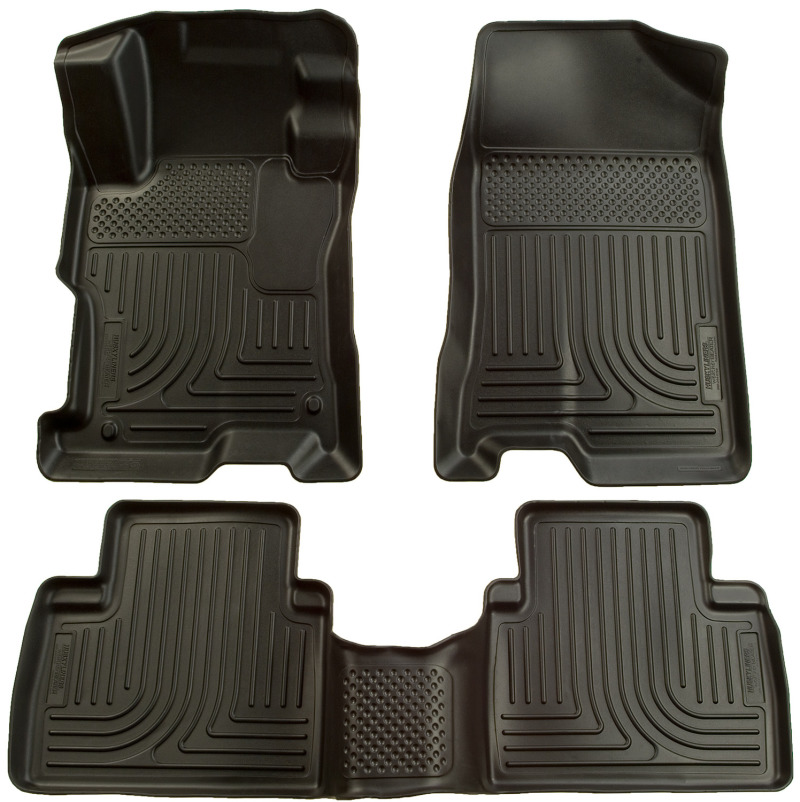 Honda Civic Floor Liners - Front & 2nd Seat - Husky Liners - WeatherBeater Combo - Black - `12-`13