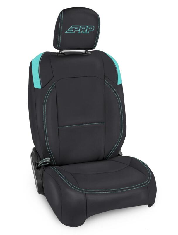 Jeep Wrangler JL Front Seat Covers - Front - PRP Seats - Molle Back - Black/Teal - 2018