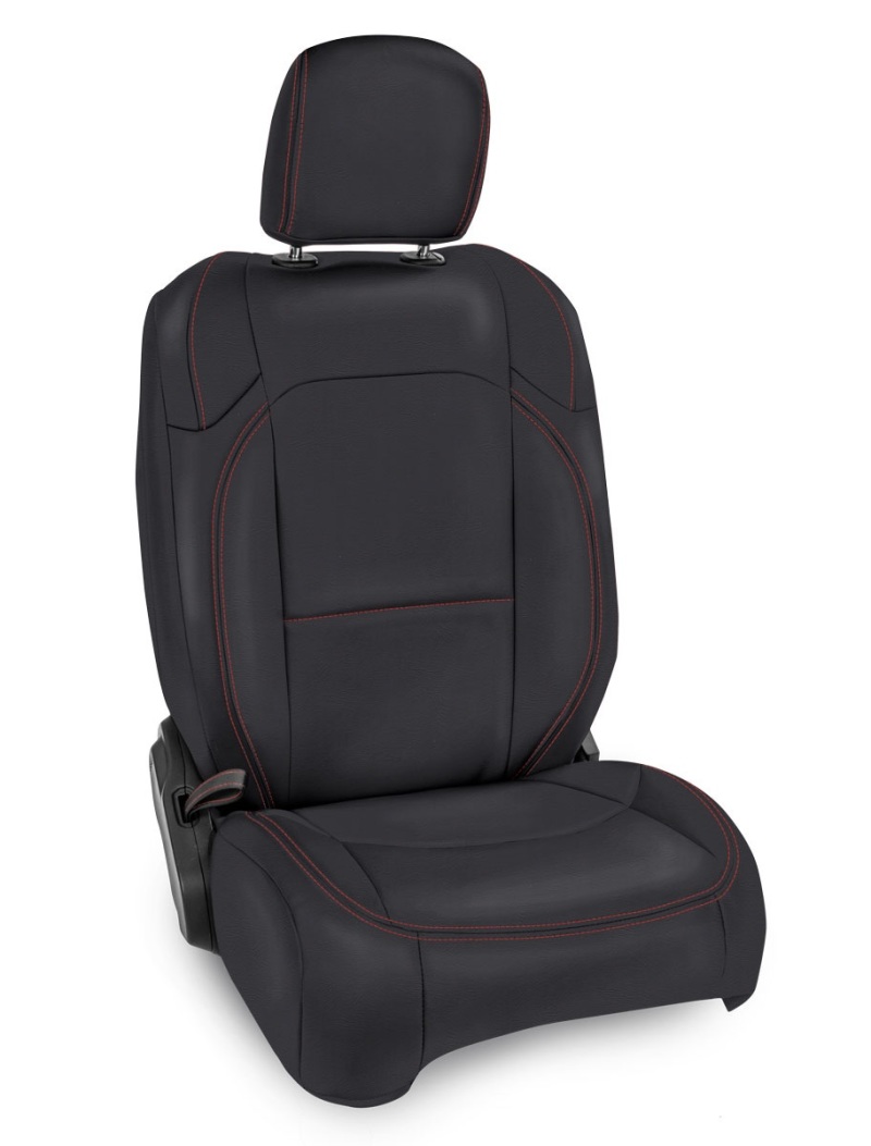Jeep Gladiator Front Seat Covers - PRP Seats - Pocket Back - Black w/ Red Stitching - `20-`24