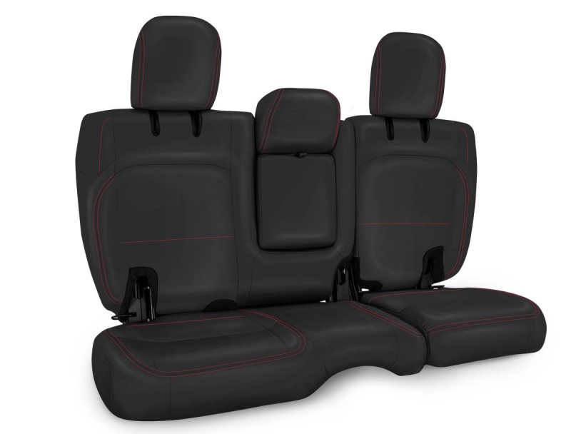 Jeep Wrangler JL Bench Cover - Rear - PRP Seats - w/ Fold Down Arm Rest - Black w/ Red Stitching - `18-`24