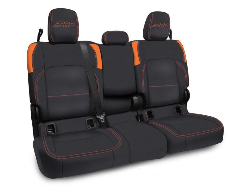 Jeep Gladiator Rear Seat Covers - PRP Seats - With Armrest - Black/Orange - 2020
