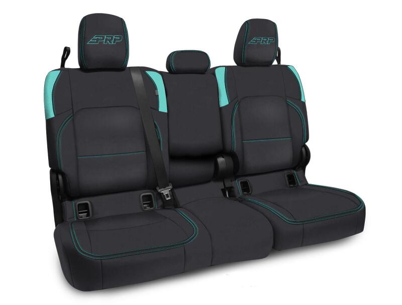 Jeep Gladiator Rear Seat Covers - PRP Seats - with Armrest - Black/Teal - 2020
