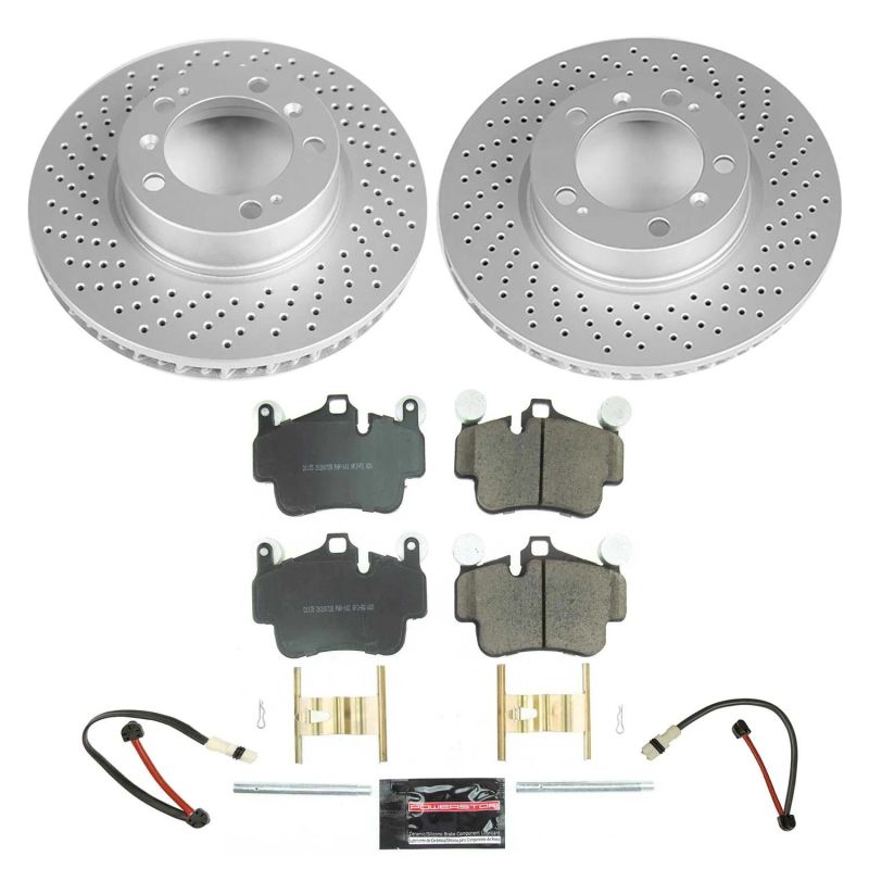 Porsche 911 Brake Kit - Front - PowerStop - Geomet Coated Rotors + Carbon-Fiber Ceramic Pads - `06-`08