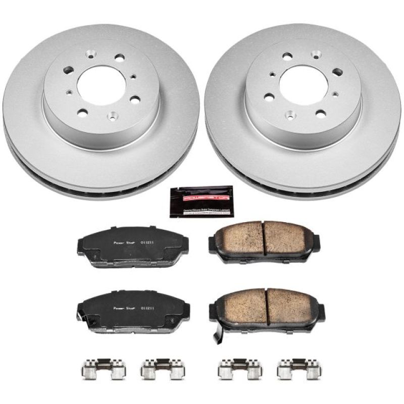 Honda Civic Brake Kit - Front - PowerStop - Geomet Coated Rotors + Z17 Low-Dust Ceramic Pads - `93-`95