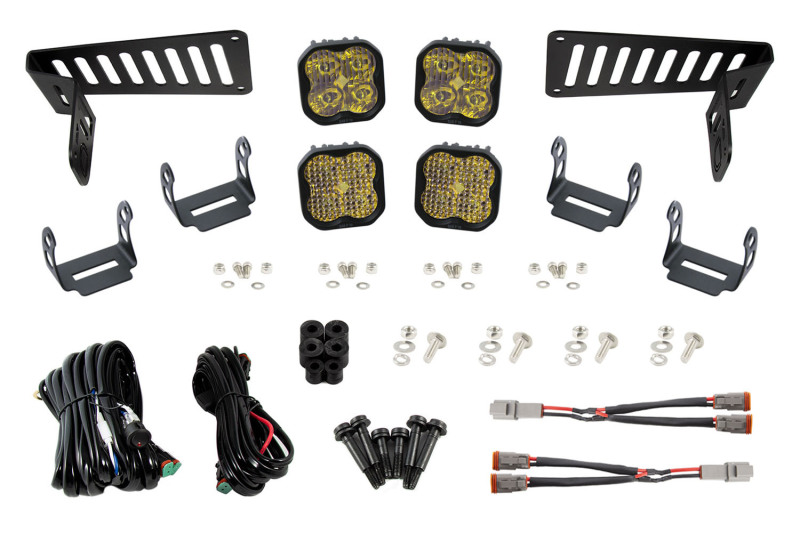 Jeep Gladiator Lighting Bracket Kit - Cowl - Diode Dynamics - SS3 Cowl LED Bracket Kit - Yellow Pro - Yellow - `18-`21
