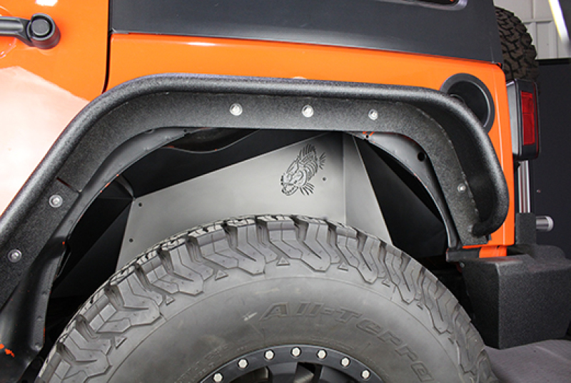 Jeep Wrangler JK Inner Fender Kit - Front + Rear - Fishbone Offroad - Logo - Black - `07-`18