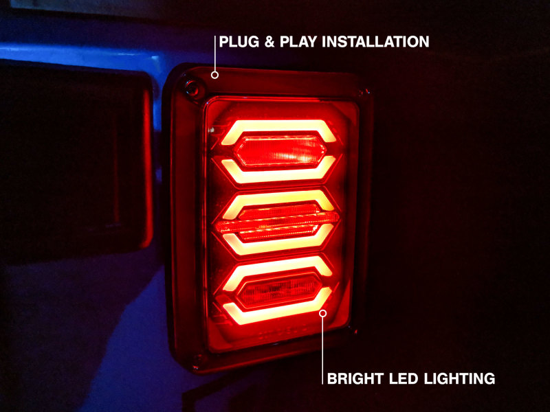 Jeep Wrangler JK LED Taillights - Raxiom - Black - `07-`18