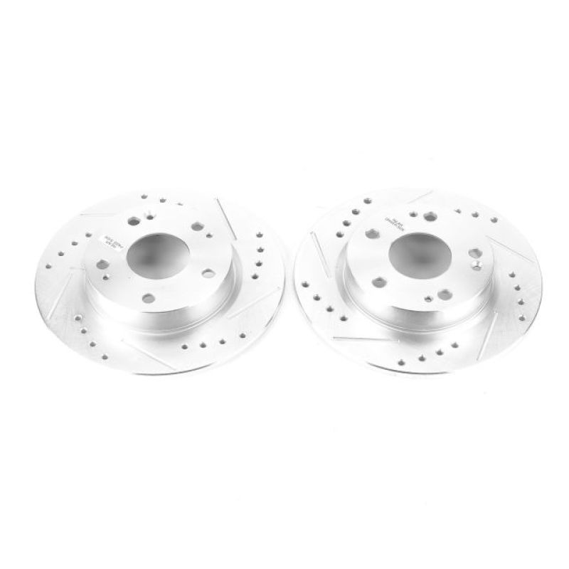 Honda Civic Brake Rotors (2) - Rear - PowerStop - Evolution Drilled & Slotted - Silver Zinc - `16-`20