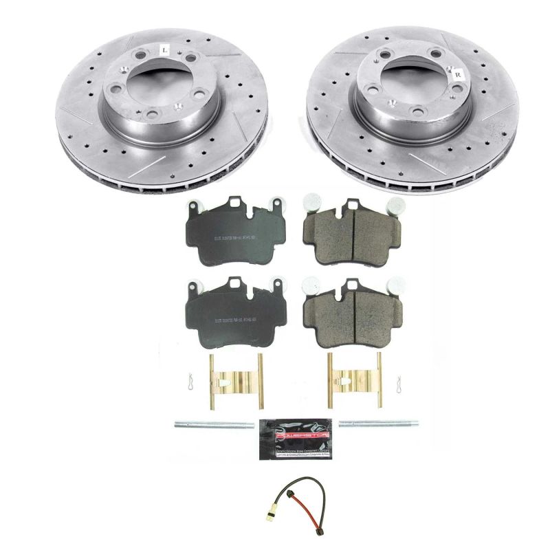 Porsche 911 Brake Kit - Front - PowerStop - Drilled & Slotted Rotors + Carbon-Fiber Ceramic Pads - 2005