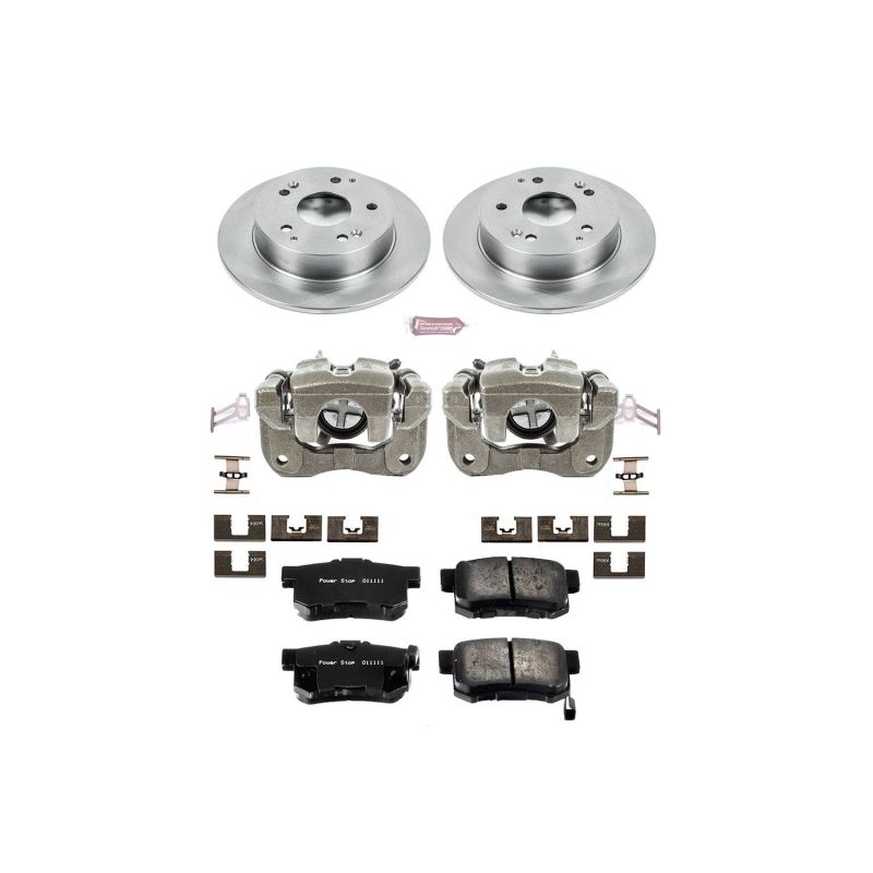 Honda Civic Brake Kit - Rear - PowerStop - Autospecialty Rotors + Evolution Ceramic Pads + Replacement Calipers - `04-`05