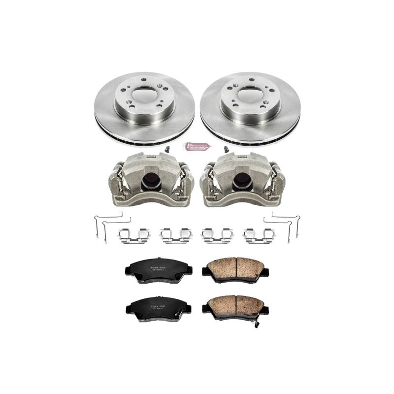 Honda Civic Brake Kit - Front - PowerStop - Autospecialty Rotors + Evolution Ceramic Pads + Non-Coated Replacement Calipers - `06-`11
