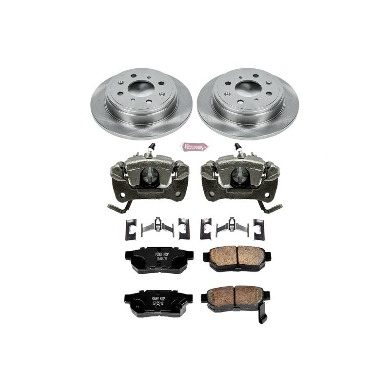 Honda Civic Brake Kit - Rear - PowerStop - Autospecialty Rotors + Evolution Ceramic Pads + Replacement Calipers - `92-`95