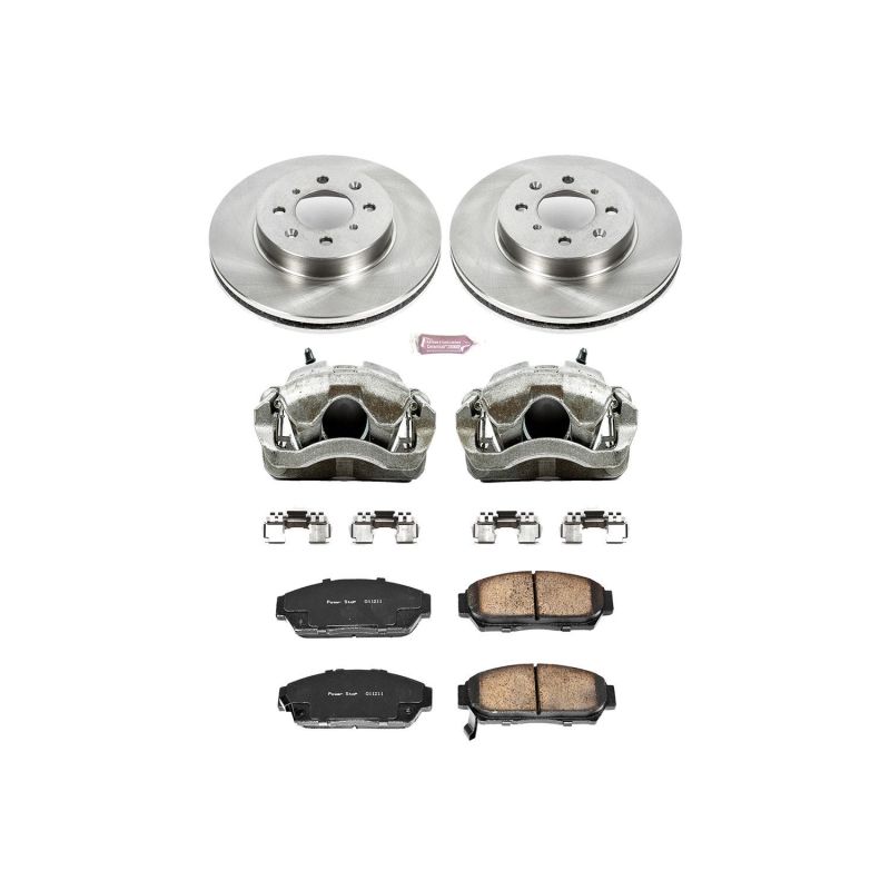 Honda Civic Brake Kit - Front - PowerStop - Evolution Ceramic Pads + Autospecialty Rotors + Non-Coated Replacement Calipers - `93-`95
