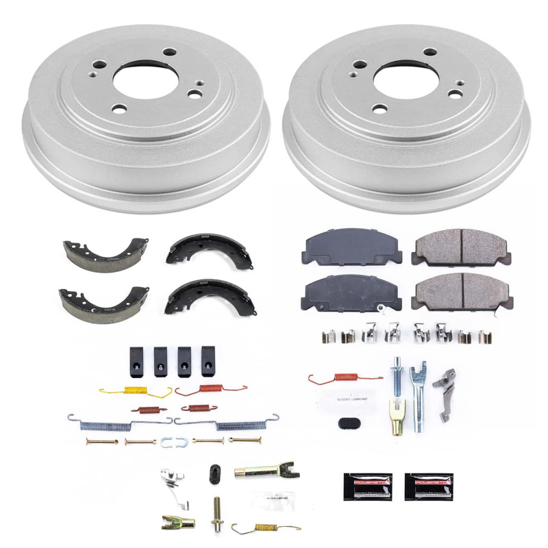 Honda Civic Brake Kit - Front + Rear - PowerStop - Autospecialty Rotors + Z17 Ceramic Pads + Premium Coated Drums + Brake Shoes - 2000