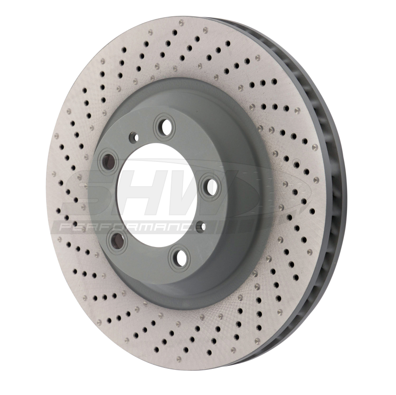 Porsche 911 Brake Rotor (1) - Front Left - SHW Performance - Drilled-Dimpled MB - 3.8L - `15-`16
