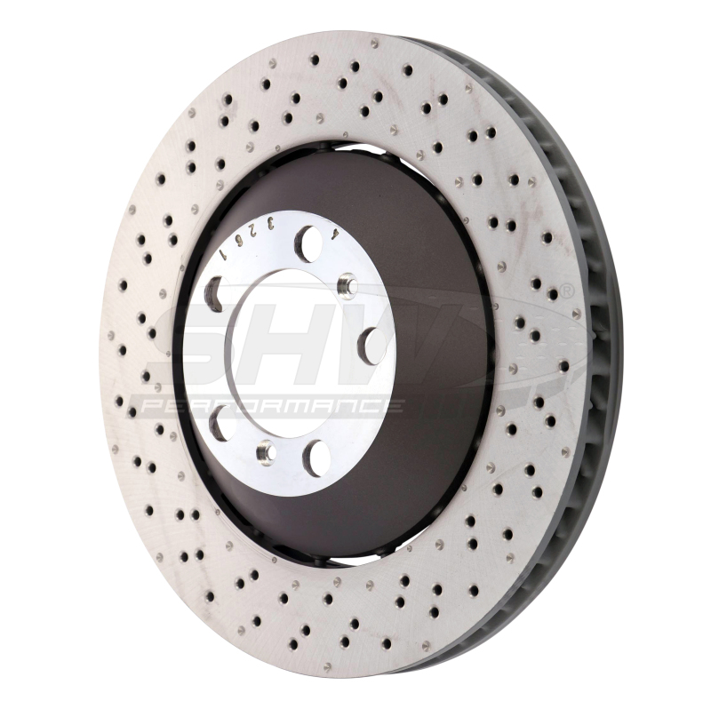 Porsche 911 Brake Rotor (1) - Left Front - SHW Performance - Drilled-Dimpled Lightweight - `16-`19
