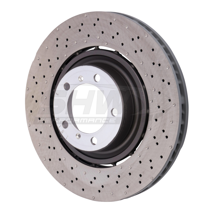 Porsche 911 Brake Rotor (1) - Left Front - SHW Performance - Drilled-Dimpled LW - 3.8L - `14-`19