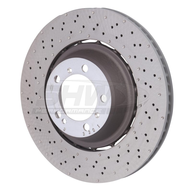 Porsche 911 Brake Rotor (1) - Rear - SHW Performance - Drilled-Dimpled LW - 3.8L - `14-`19