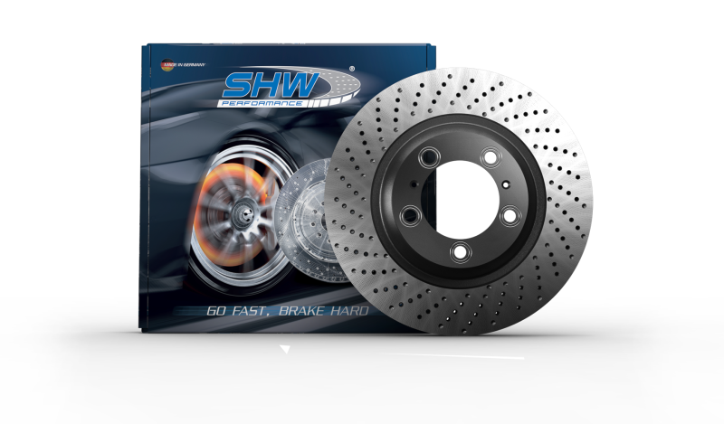 Porsche 911 Brake Rotor (1) - Rear Right - SHW Performance - Drilled-Dimpled MB - 3.8L - `15-`16