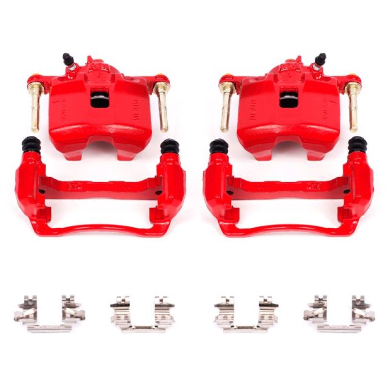 Honda Civic Performance Brake Caliper (2) - Front - PowerStop - Red Powder Coated Calipers - Red - `93-`95