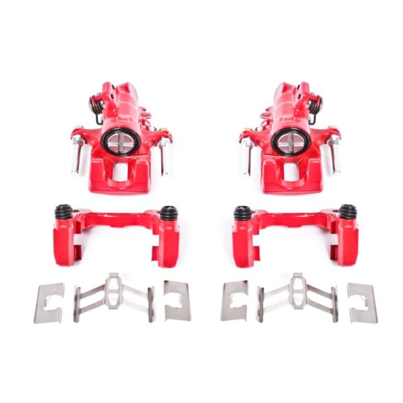 Honda Civic Caliper (2) - Rear - PowerStop - Floating Manual Parking Brake Caliper with Bracket - Red - `02-`05