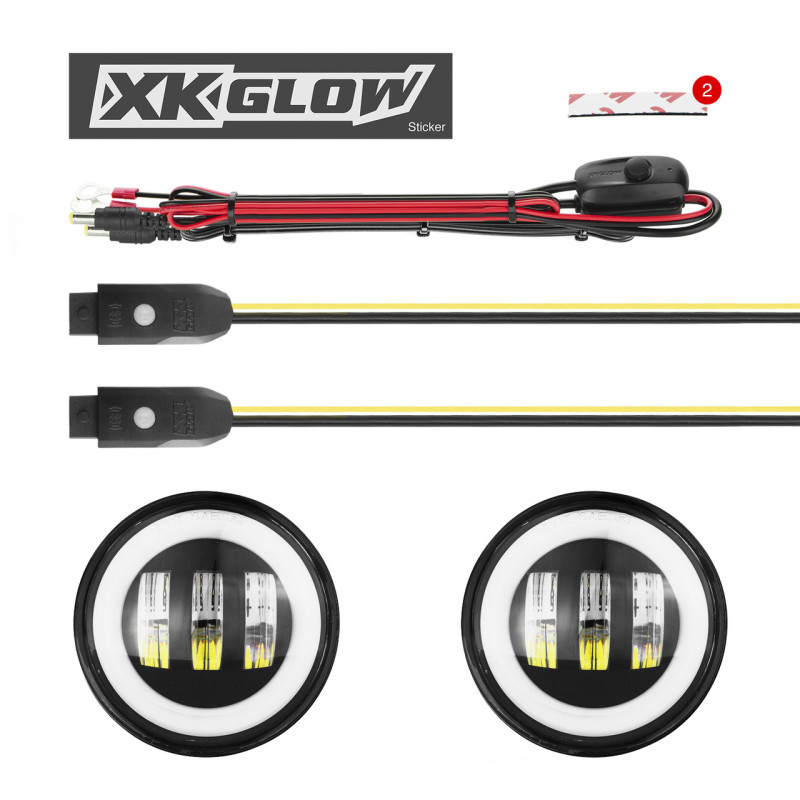 Jeep Wrangler JL Fog Light - XKGLOW - XKchrome Bluetooth App Controlled Kit - Black