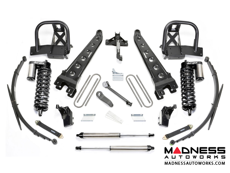 Ford F 450 8" Radius Arm System w/ Dirt Logic 4.0 Resi Front Coilovers and Rear 2.25 Shocks by Fabtech (2011 - 2013) 4WD