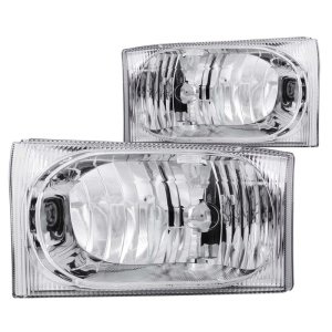 Ford Excursion Crystal Headlights - ANZO - Clear Lens, Chrome Housing - Chrome - `00-`04 Ford Excursion Crystal Headlights - ANZO - Clear Lens, Chrome Housing - Chrome - `00-`04