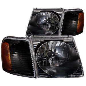 Ford Explorer Crystal Headlights - ANZO - Clear Lens with Corner Lights - Black - `01-`05 Ford Explorer Crystal Headlights - ANZO - Clear Lens with Corner Lights - Black - `01-`05