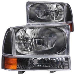 Ford Excursion Headlights - ANZO - Crystal, Clear Lens - Black - `00-`04 Ford Excursion Headlights - ANZO - Crystal, Clear Lens - Black - `00-`04