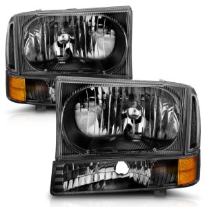 Ford Excursion Headlights - ANZO - Crystal, Clear Lens - Black - `00-`04 Ford Excursion Headlights - ANZO - Crystal, Clear Lens - Black - `00-`04