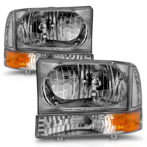 Ford Excursion Headlights - ANZO - Crystal - Chrome - `00-`04 Ford Excursion Headlights - ANZO - Crystal - Chrome - `00-`04