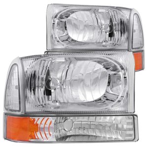 Ford Excursion Headlights - ANZO - Crystal - Chrome - `00-`04 Ford Excursion Headlights - ANZO - Crystal - Chrome - `00-`04