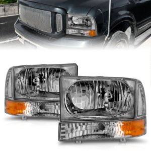 Ford Excursion Headlights - ANZO - Crystal - Chrome - `00-`04 Ford Excursion Headlights - ANZO - Crystal - Chrome - `00-`04