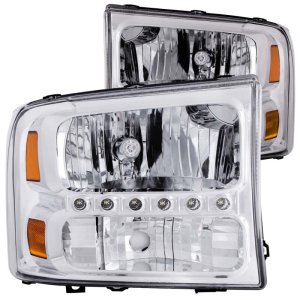 Ford Excursion Headlights - ANZO - Crystal, Clear Lens, LED - Chrome - `00-`04 Ford Excursion Headlights - ANZO - Crystal, Clear Lens, LED - Chrome - `00-`04