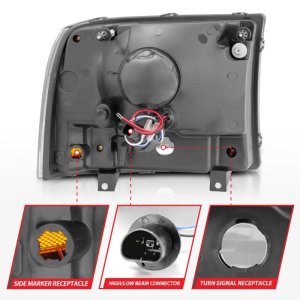 Ford Excursion Headlights - ANZO - Crystal with LED Strip - Black - `00-`04 Ford Excursion Headlights - ANZO - Crystal with LED Strip - Black - `00-`04