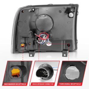 Ford Excursion Headlights - ANZO - Crystal with LED Strip - Black - `00-`04 Ford Excursion Headlights - ANZO - Crystal with LED Strip - Black - `00-`04