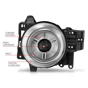 Toyota FJ Cruiser Projector Headlights - Front - ANZO - w/Halo - Clear Lens - Chrome Housing - CCFL - Chrome - `07-`13