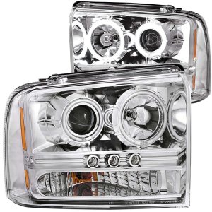 Ford Excursion Projector Headlights - ANZO - w/ Halo, w/ LED Strip, CCFL - Chrome - `05-`07 Ford Excursion Projector Headlights - ANZO - w/ Halo, w/ LED Strip, CCFL - Chrome - `05-`07