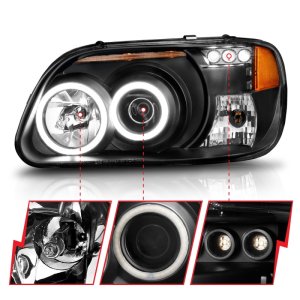 Ford Explorer Projector Headlights - ANZO - w/Halo, Clear Lens, Black Housing - Black - `95-`01 Ford Explorer Projector Headlights - ANZO - w/Halo, Clear Lens, Black Housing - Black - `95-`01