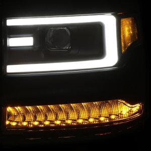 Chevrolet Silverado 1500 Projector Headlights - ANZO - Plank Style with Amber/Sequential Turn Signal - Black - `16-`27 Chevrolet Silverado 1500 Projector Headlights - ANZO - Plank Style with Amber/Sequential Turn Signal - Black - `16-`27
