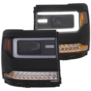 Chevrolet Silverado 1500 Projector Headlights - ANZO - Plank Style with Amber/Sequential Turn Signal - Black - `16-`27 Chevrolet Silverado 1500 Projector Headlights - ANZO - Plank Style with Amber/Sequential Turn Signal - Black - `16-`27
