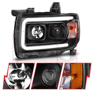 GMC Canyon Projector Headlights - ANZO - Plank Style Design - Black w/ Amber - `15-`27