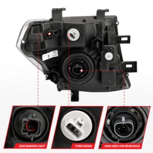 Nissan Pathfinder Crystal Headlights - ANZO - Clear Lens, Black Housing - Black Amber - `05-`08