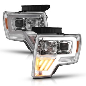 Ford F-150 Projector Headlight - ANZO - Clear Lens, Chrome with Amber Housing - Chrome Amber - `09-`14 Ford F-150 Projector Headlight - ANZO - Clear Lens, Chrome with Amber Housing - Chrome Amber - `09-`14