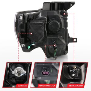 Ford F-150 Projector Headlight - ANZO - Clear Lens, Chrome with Amber Housing - Chrome Amber - `09-`14 Ford F-150 Projector Headlight - ANZO - Clear Lens, Chrome with Amber Housing - Chrome Amber - `09-`14